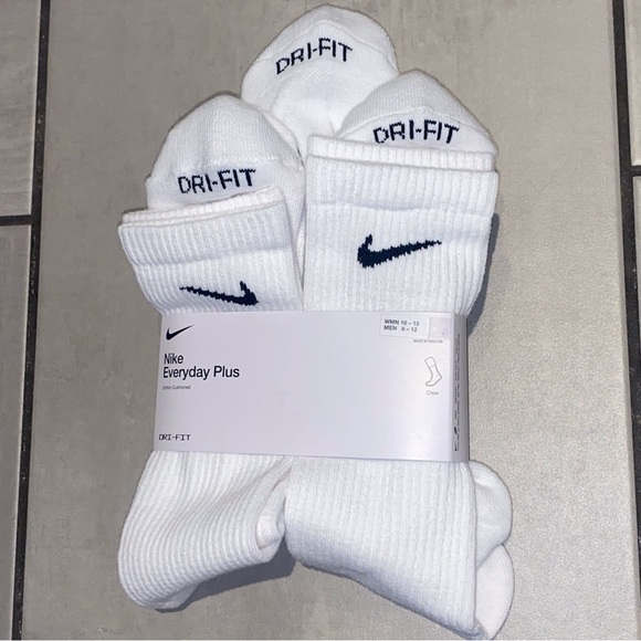 Brand new Nike socks  dri fit 3 pairs white mens size L - Picture 4 of 5
